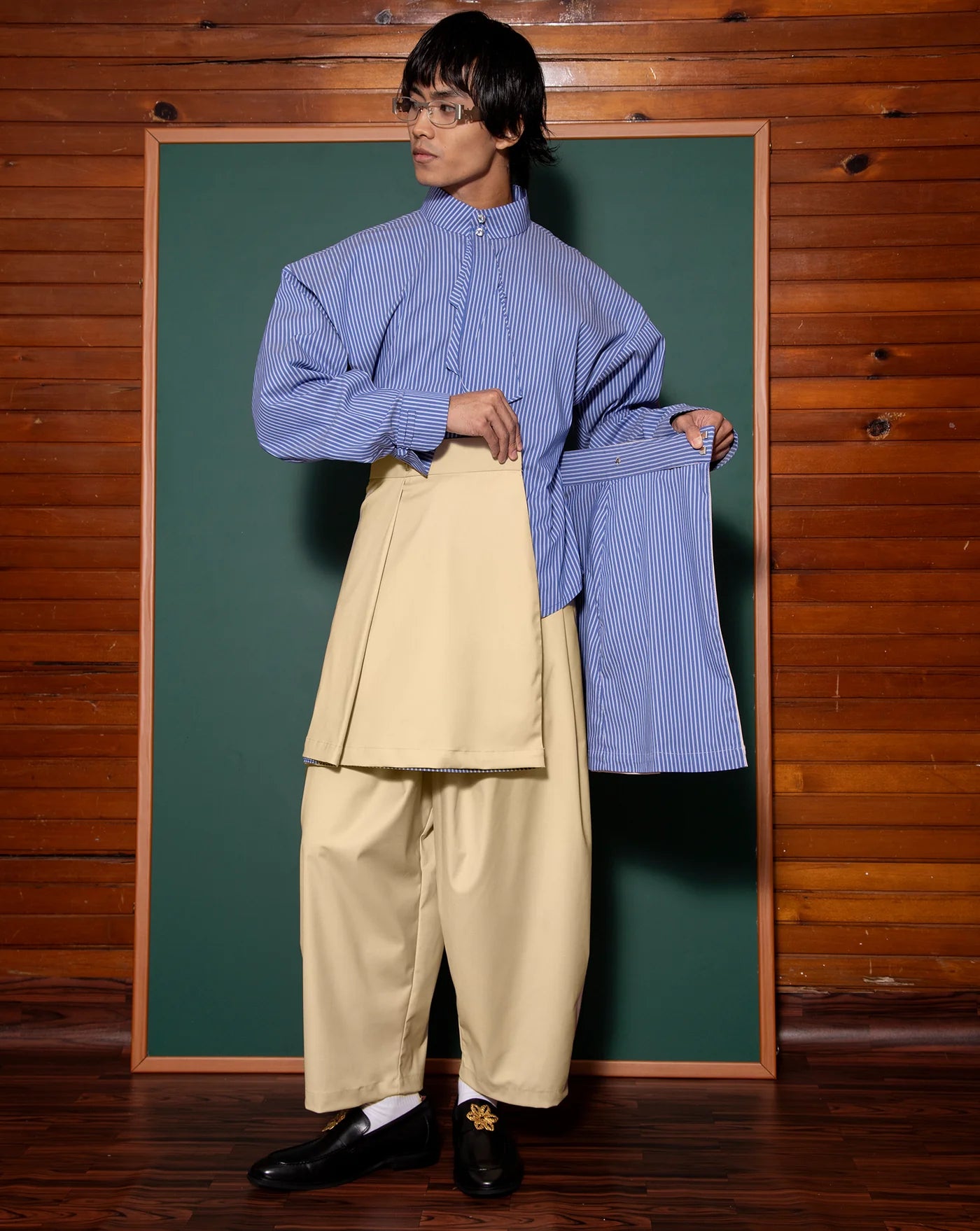 Kemeja Cekak Malaya (Blue Pinstripe) - BEV C multi label store