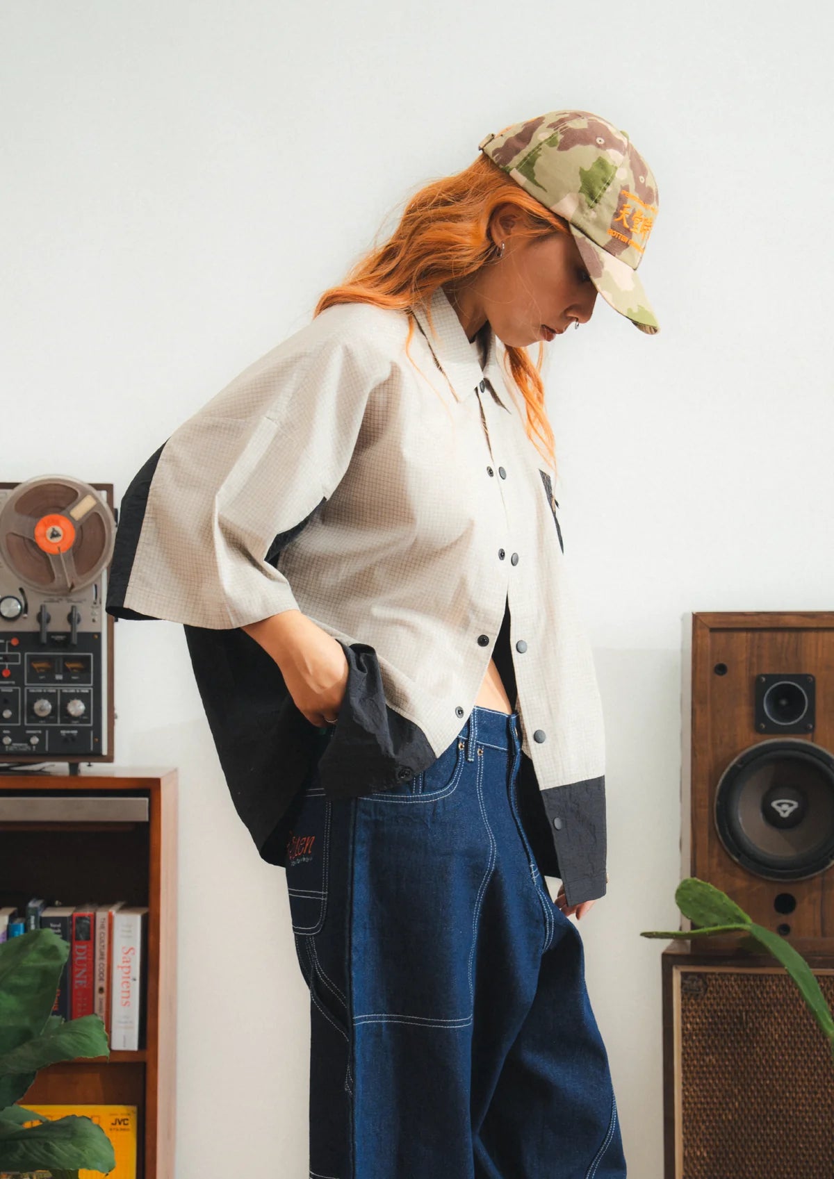 CHECKERED BOXY SHIRT CREAM - BEV C multi label store