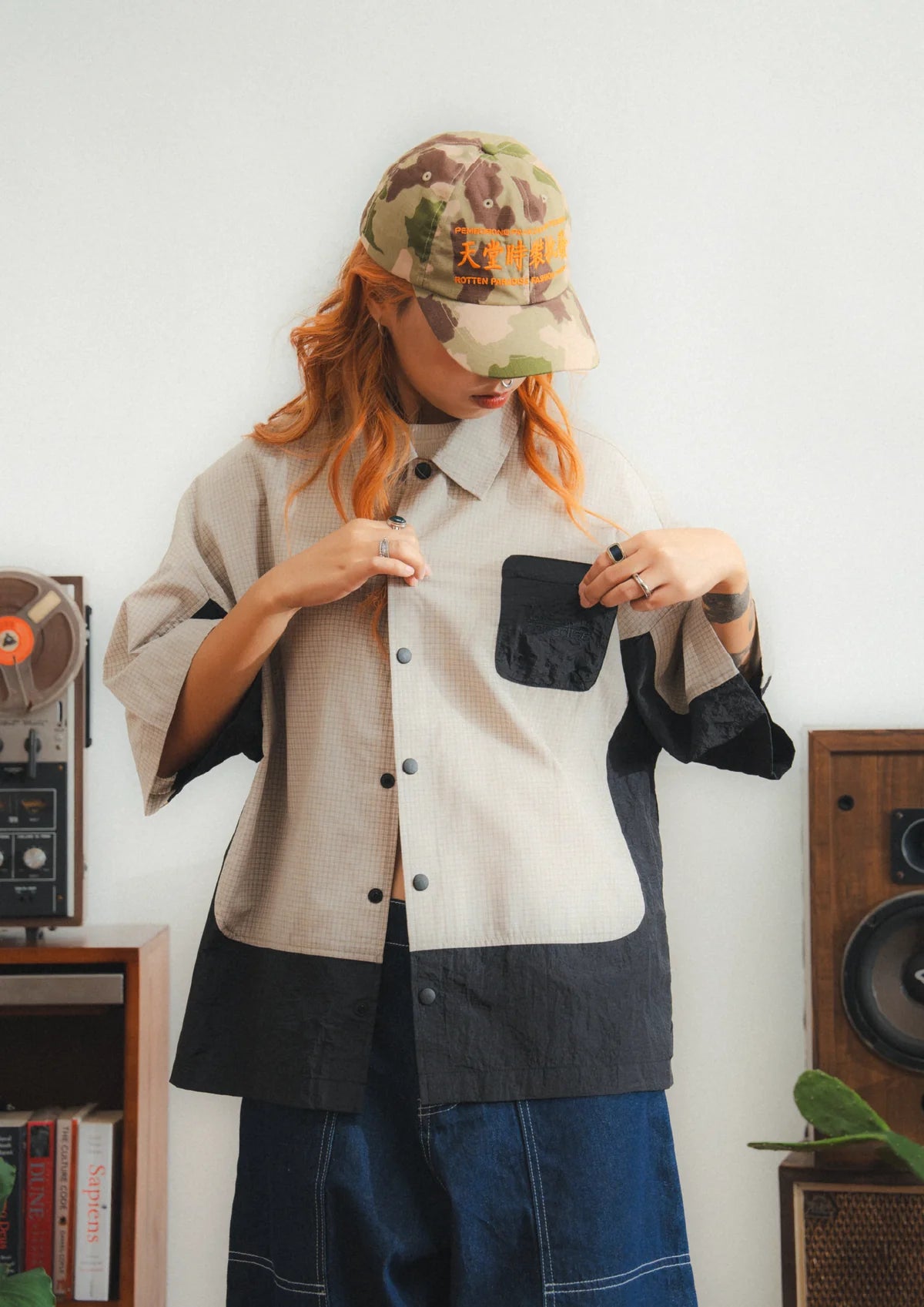 CHECKERED BOXY SHIRT CREAM - BEV C multi label store