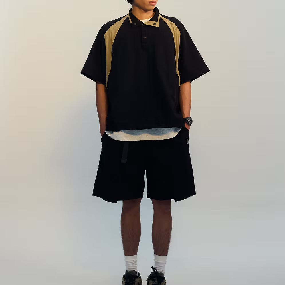 Half Snap Pullover Shirt (Black) - BEV C multi label store