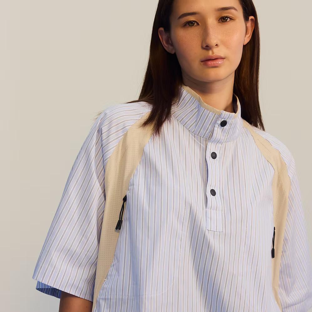 Half Snap Pullover Shirt (Blue Stripe) - BEV C multi label store