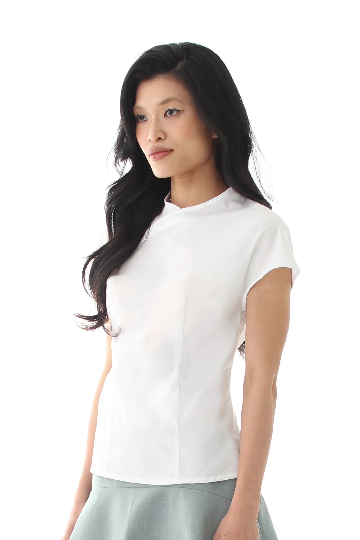 Fitted Curved Blouse - WHITE - BEV C multi label store