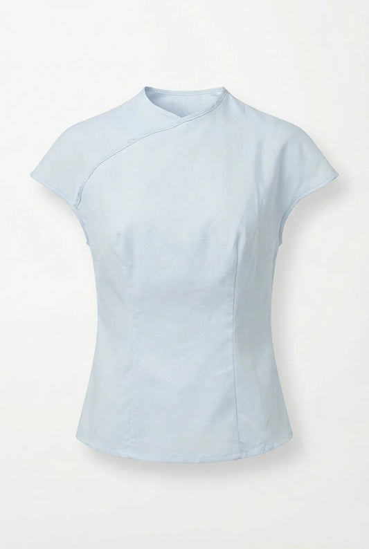 Fitted Curved Blouse - BABY BLUE - BEV C multi label store