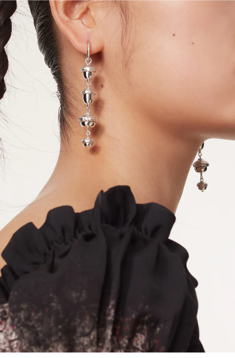 Acorn Tassel Earring (Sliver) - motoguo x Yvmin - BEV C multi label store