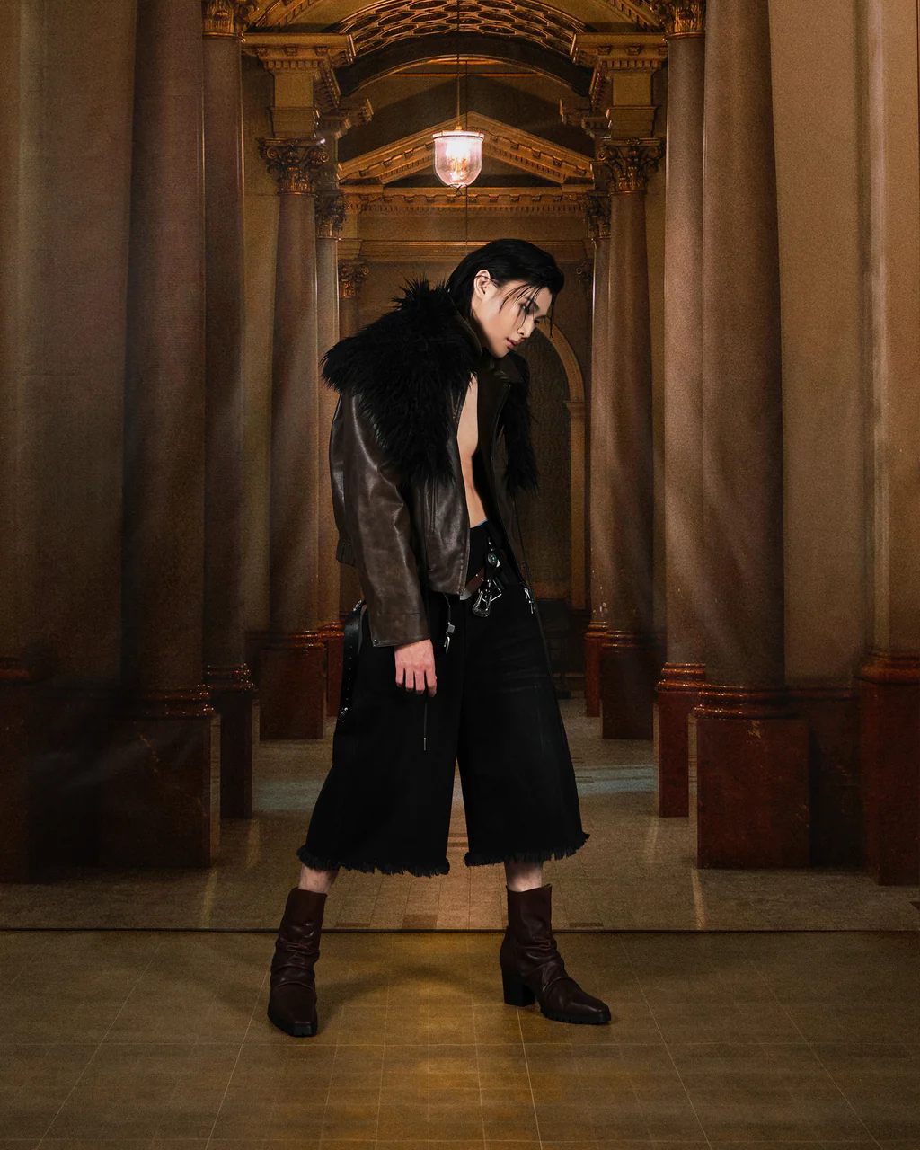 N E O VOL.2_CH.2 OMERTA LEATHER JACKET - BROWN - BEV C multi label store