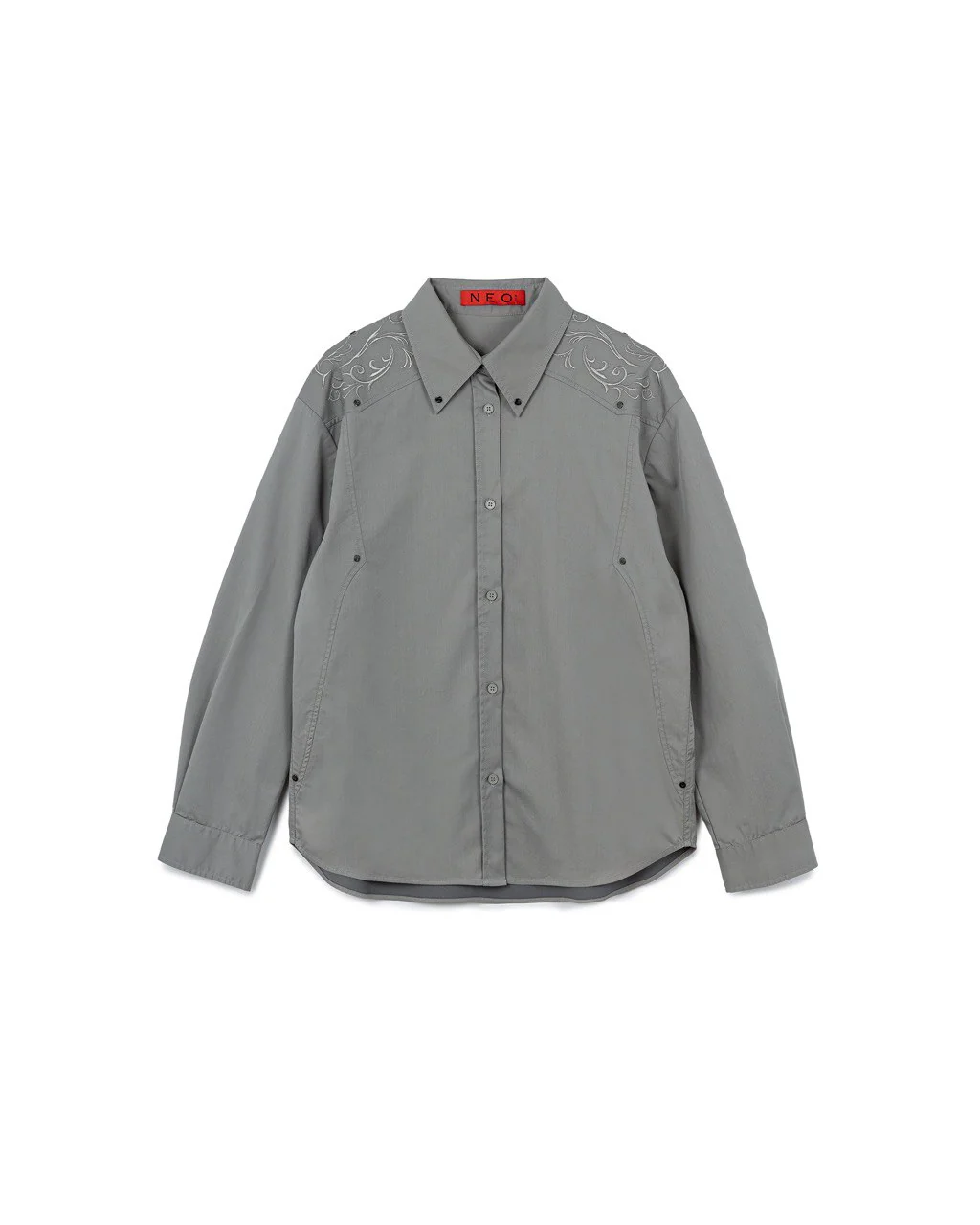 N E O VOL.2_CH.2 EMBROIDERED SHIRT - GREY - BEV C multi label store