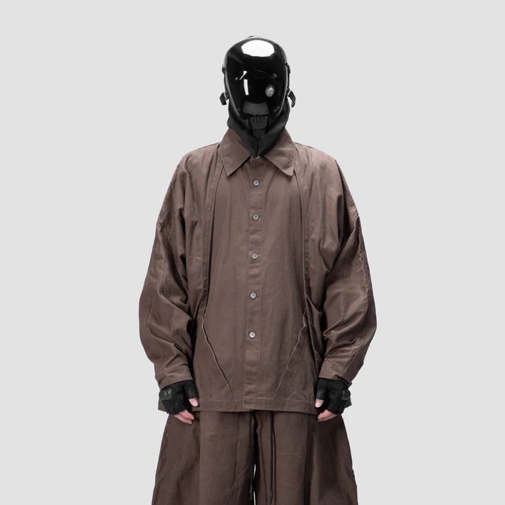 BACK PLEATED SHIRT - BROWN - BEV C multi label store