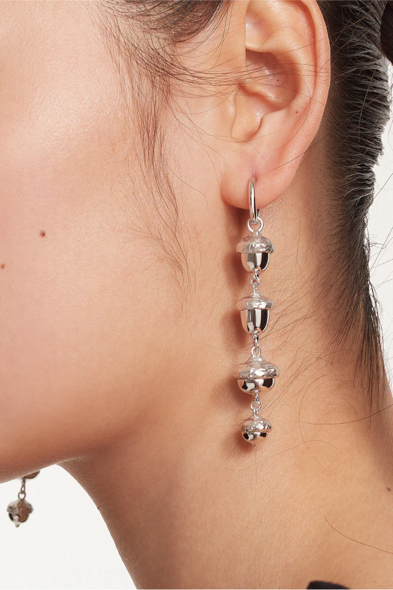 Acorn Tassel Earring (Sliver) - motoguo x Yvmin - BEV C multi label store