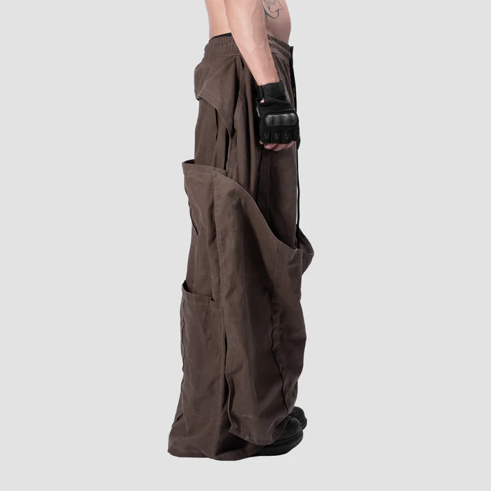 DOUBLE LAYER PANTS - BROWN - BEV C multi label store