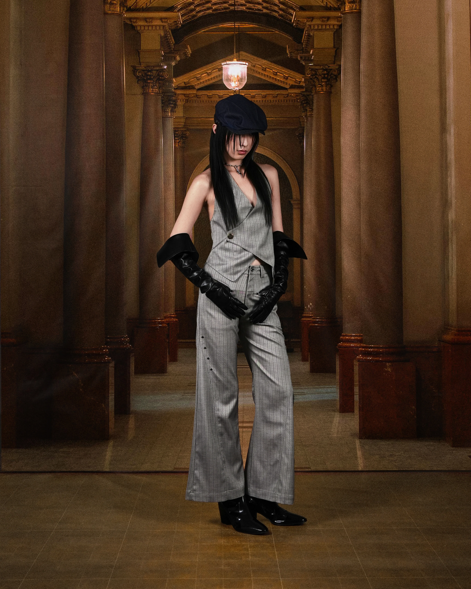 N E O VOL.2_CH.2 PINSTRIPE VEST - LIGHT GREY - BEV C multi label store