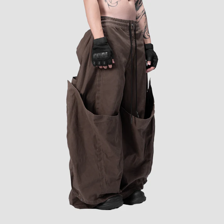 DOUBLE LAYER PANTS - BROWN - BEV C multi label store