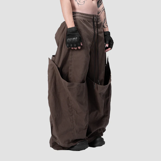 DOUBLE LAYER PANTS - BROWN - BEV C multi label store