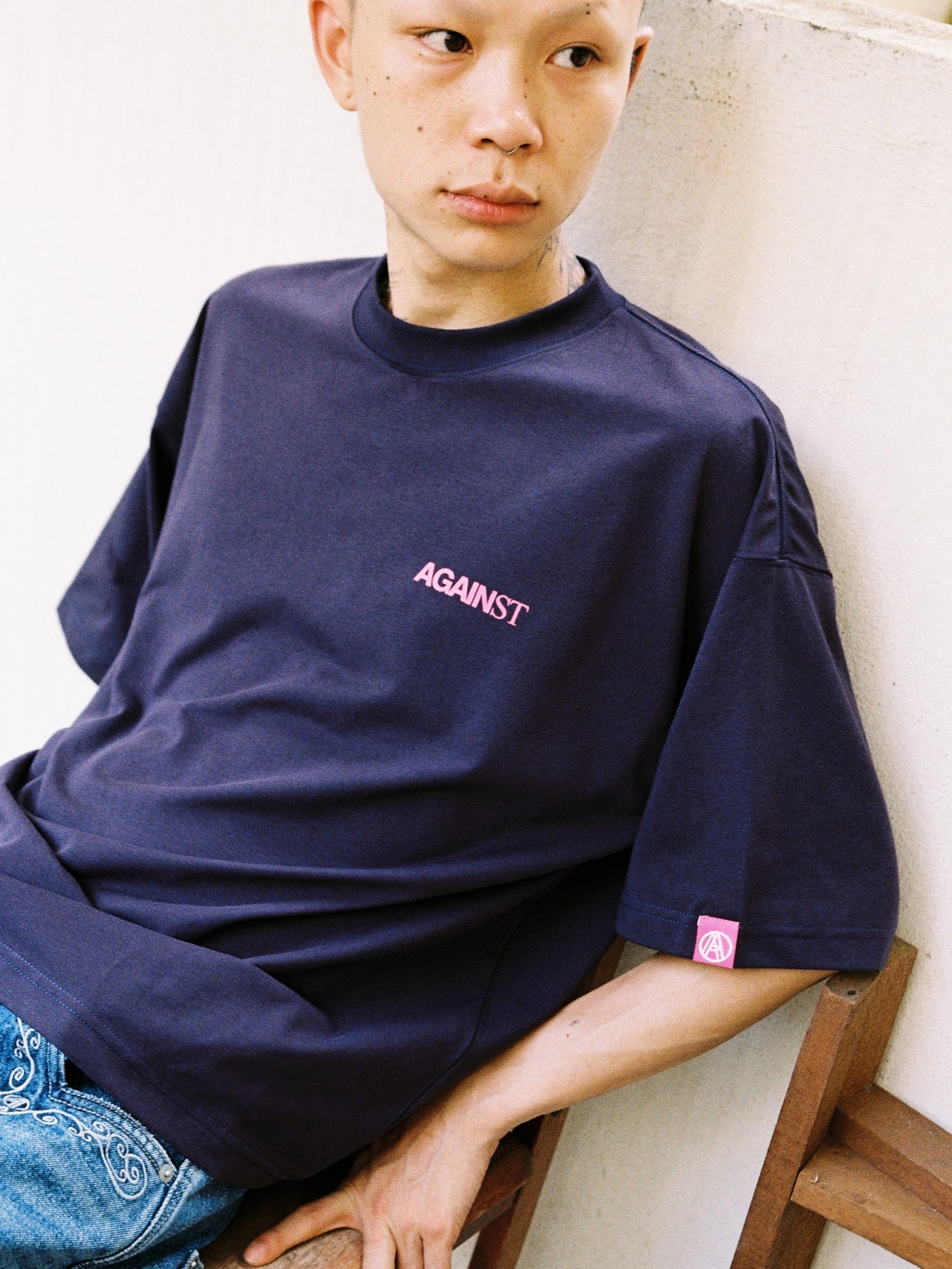 BOXY ALL DAY TEE NAVY - BEV C multi label store