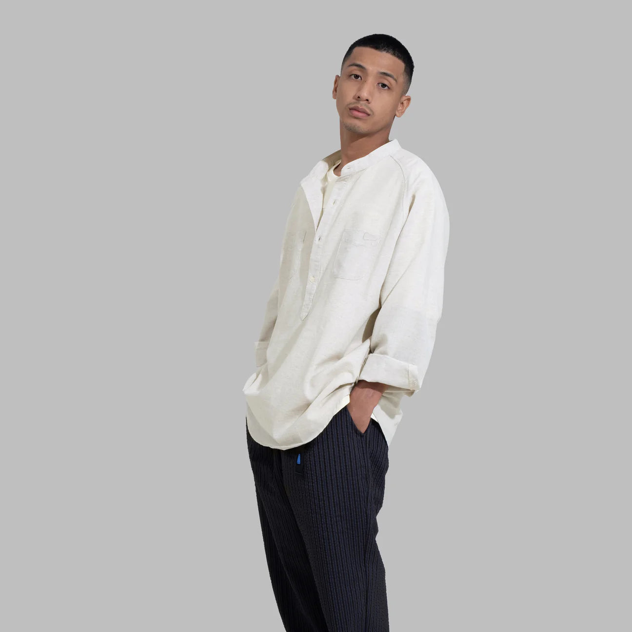 Popover Shirt / Cotton Linen - Beige - BEV C multi label store