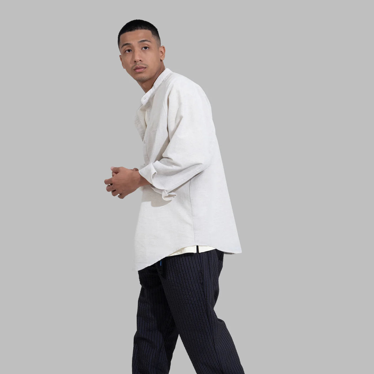 Popover Shirt / Cotton Linen - Beige - BEV C multi label store