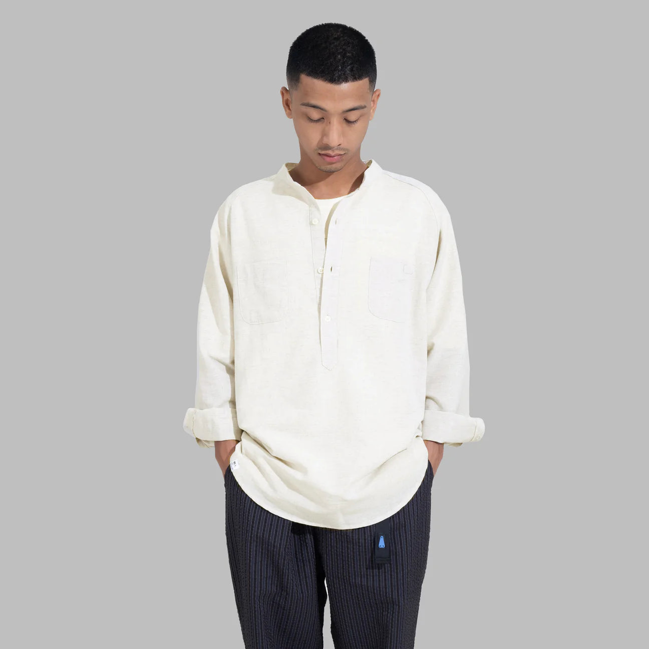 Popover Shirt / Cotton Linen - Beige - BEV C multi label store