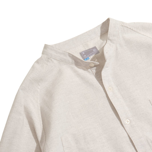 Popover Shirt / Cotton Linen - Beige - BEV C multi label store