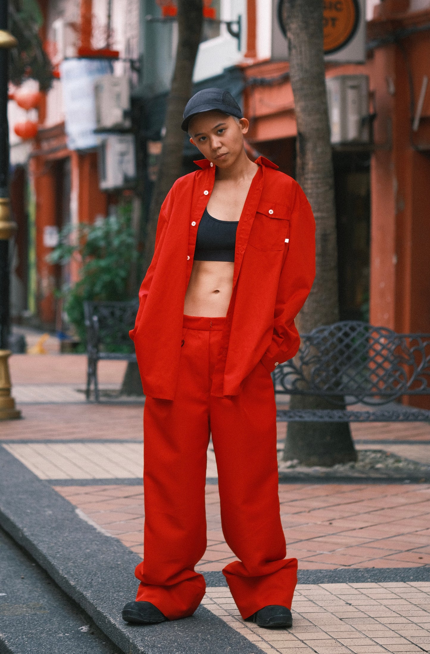 Highwaist long pants with ring (Red) - BEV C multi label store