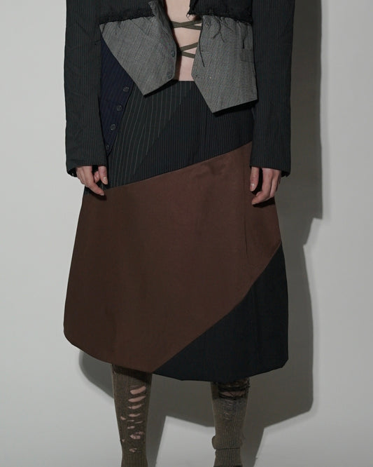 Patchwork Low Waisted skirt [ Sustainable Line ] - BEV C multi label store