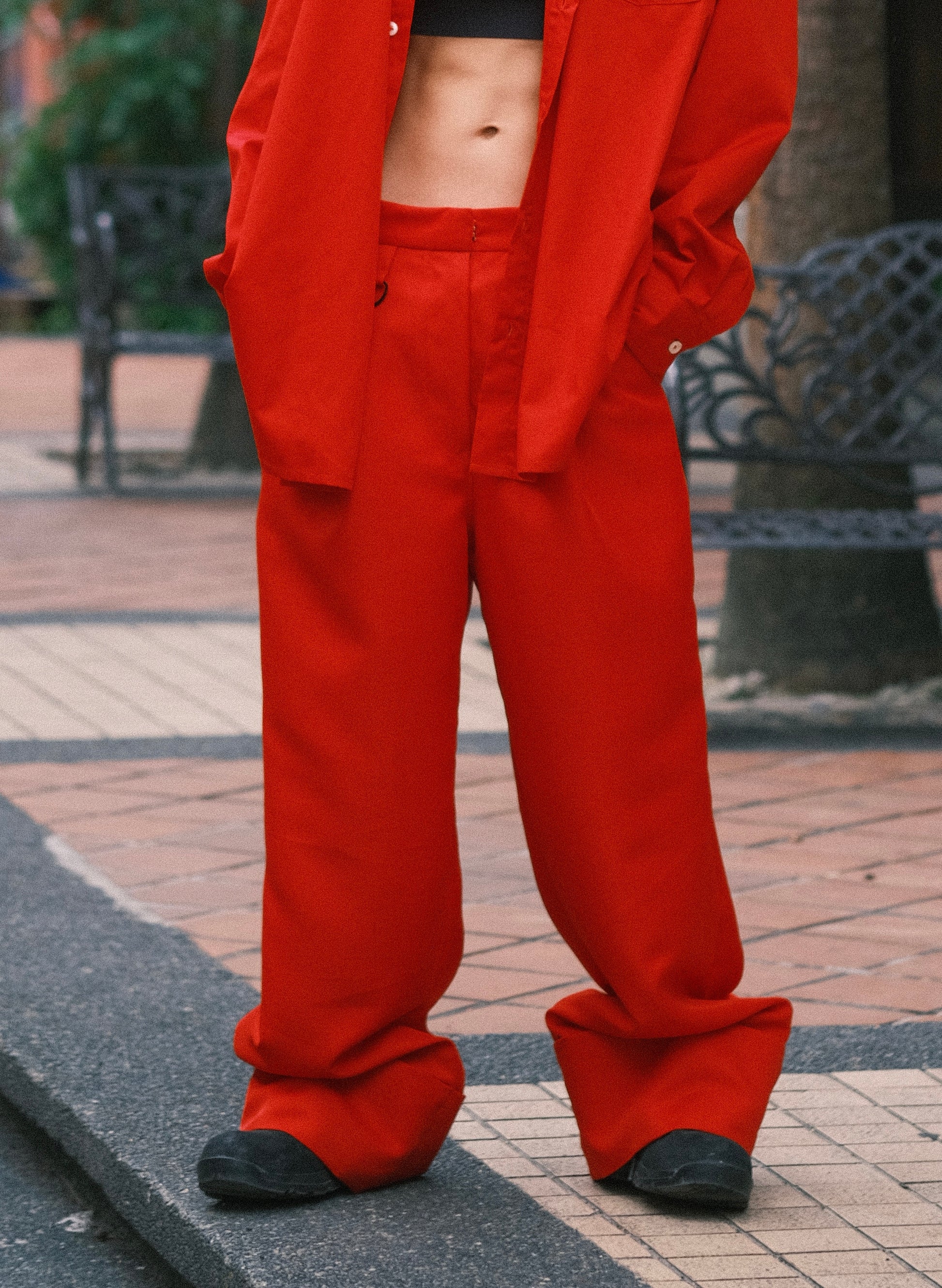 Highwaist long pants with ring (Red) - BEV C multi label store