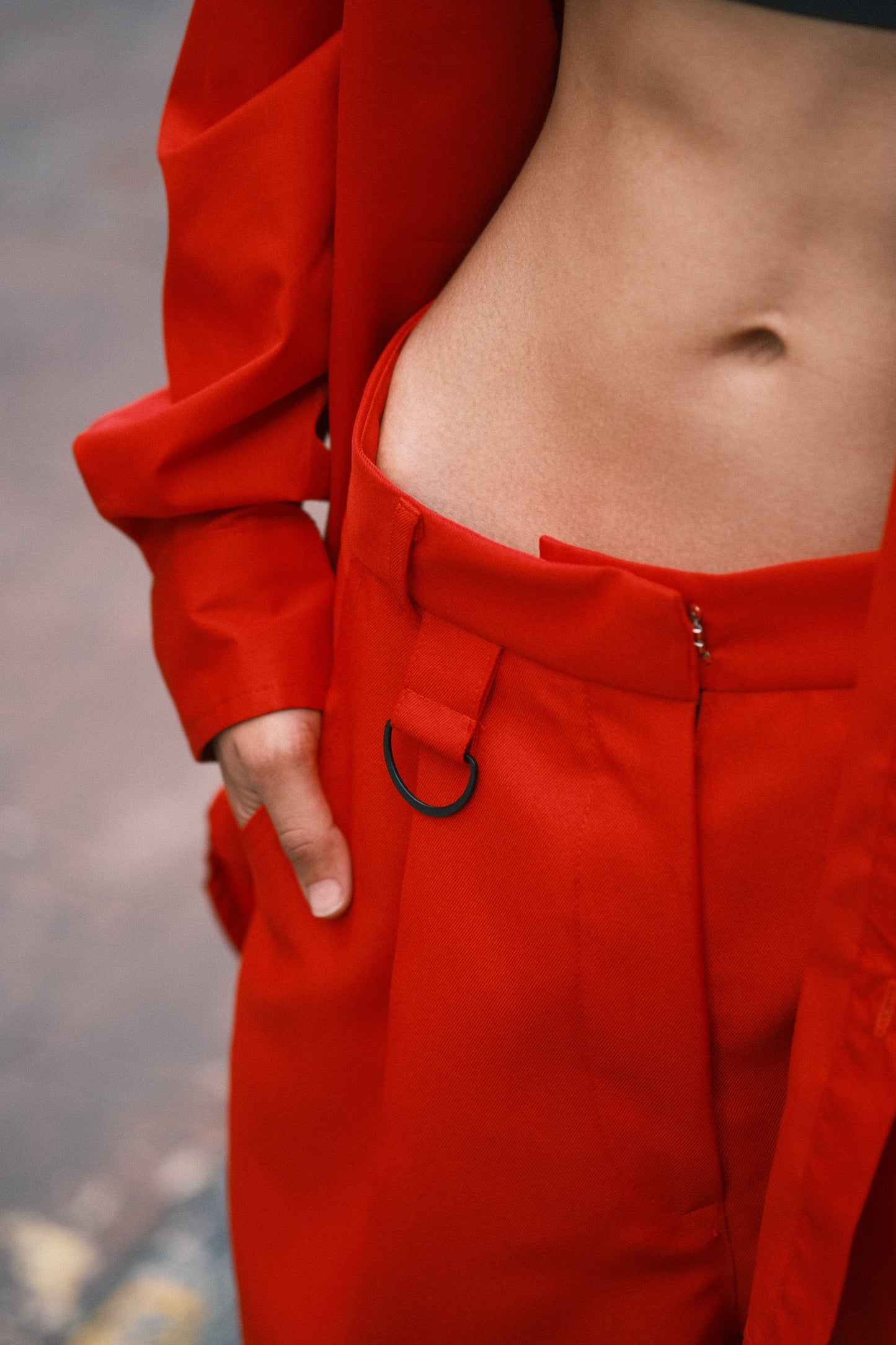 Highwaist long pants with ring (Red) - BEV C multi label store