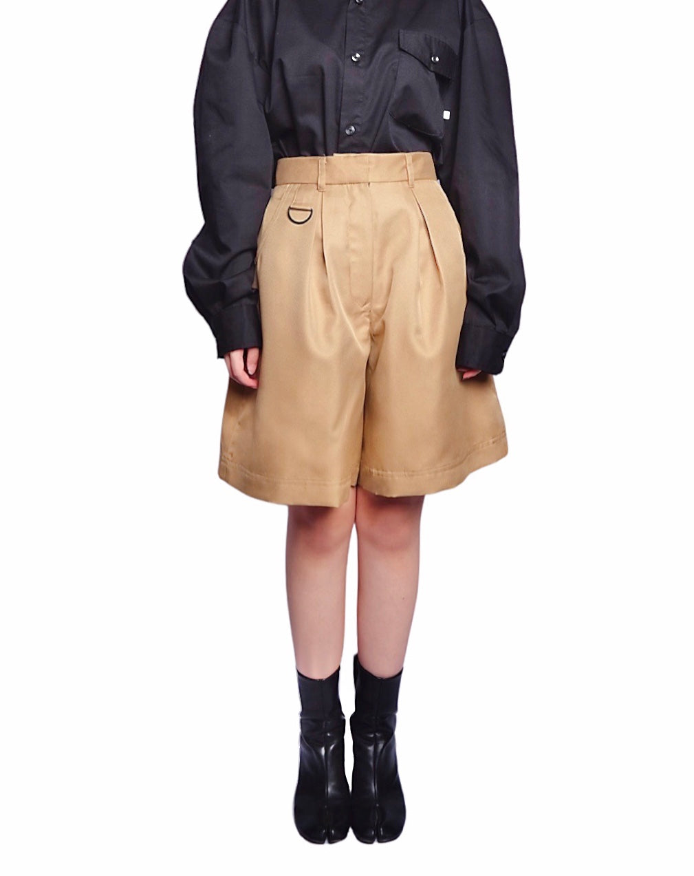 Highwaist Shorts with Ring - Khaki - BEV C multi label store