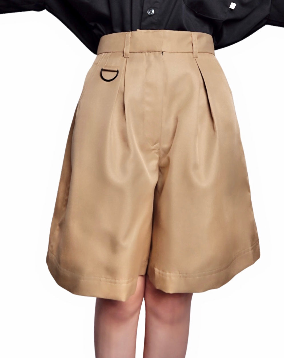 Highwaist Shorts with Ring - Khaki - BEV C multi label store