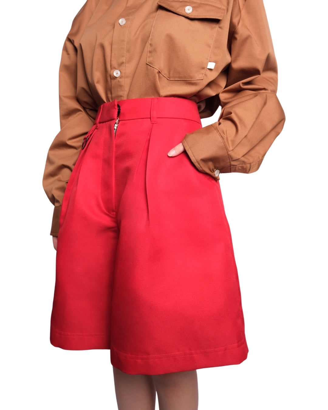 Highwaist Shorts with Ring - Red - BEV C multi label store