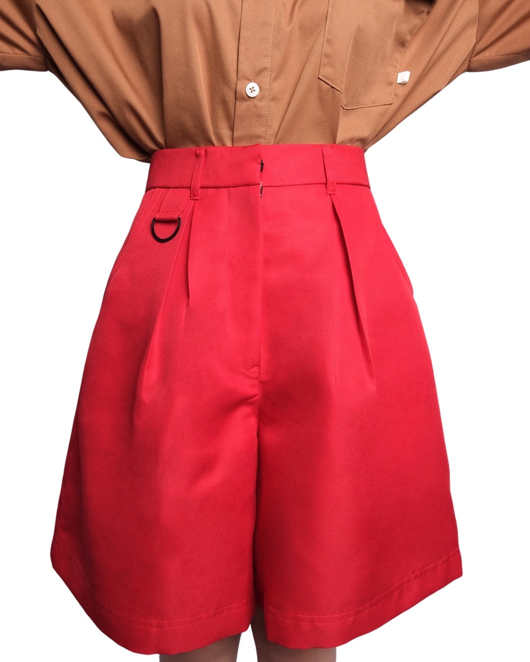 Highwaist Shorts with Ring - Red - BEV C multi label store