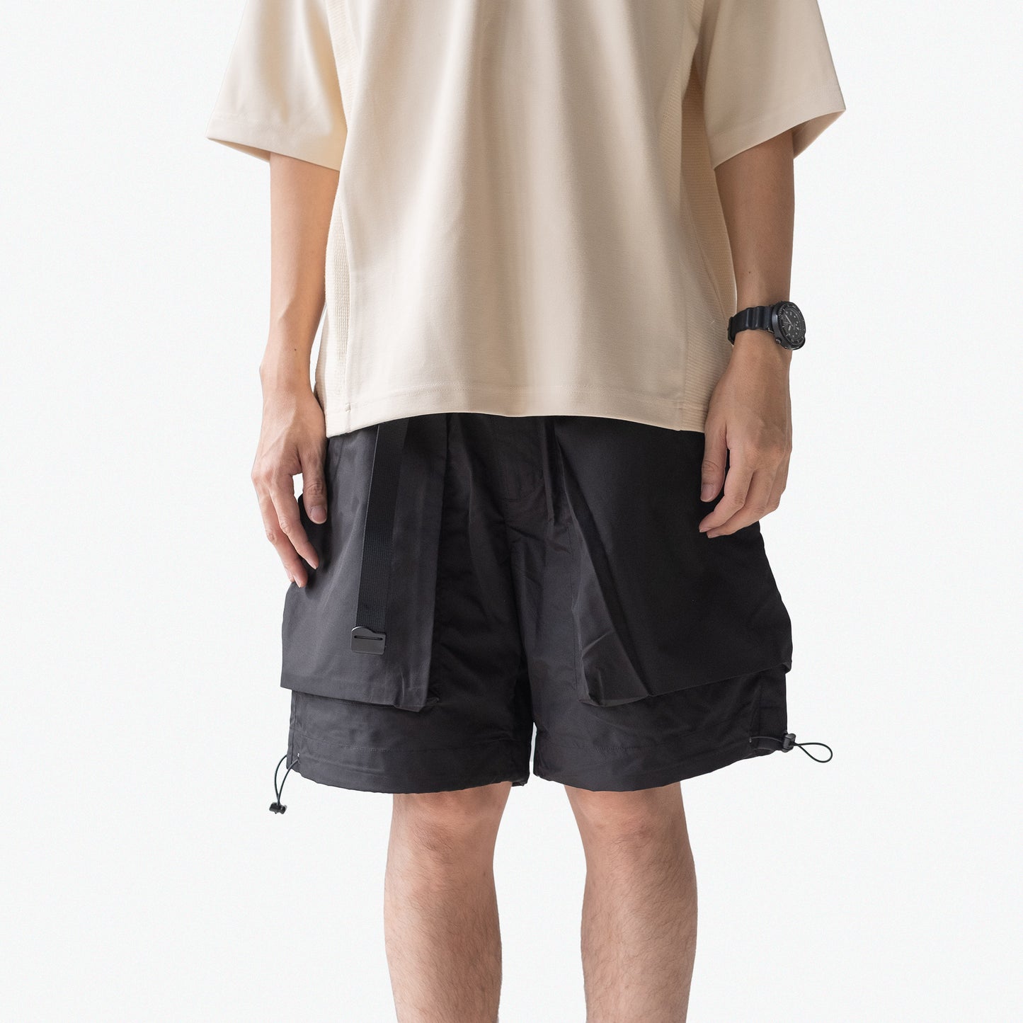 Shorts 2-tone / Poly - Black - BEV C multi label store