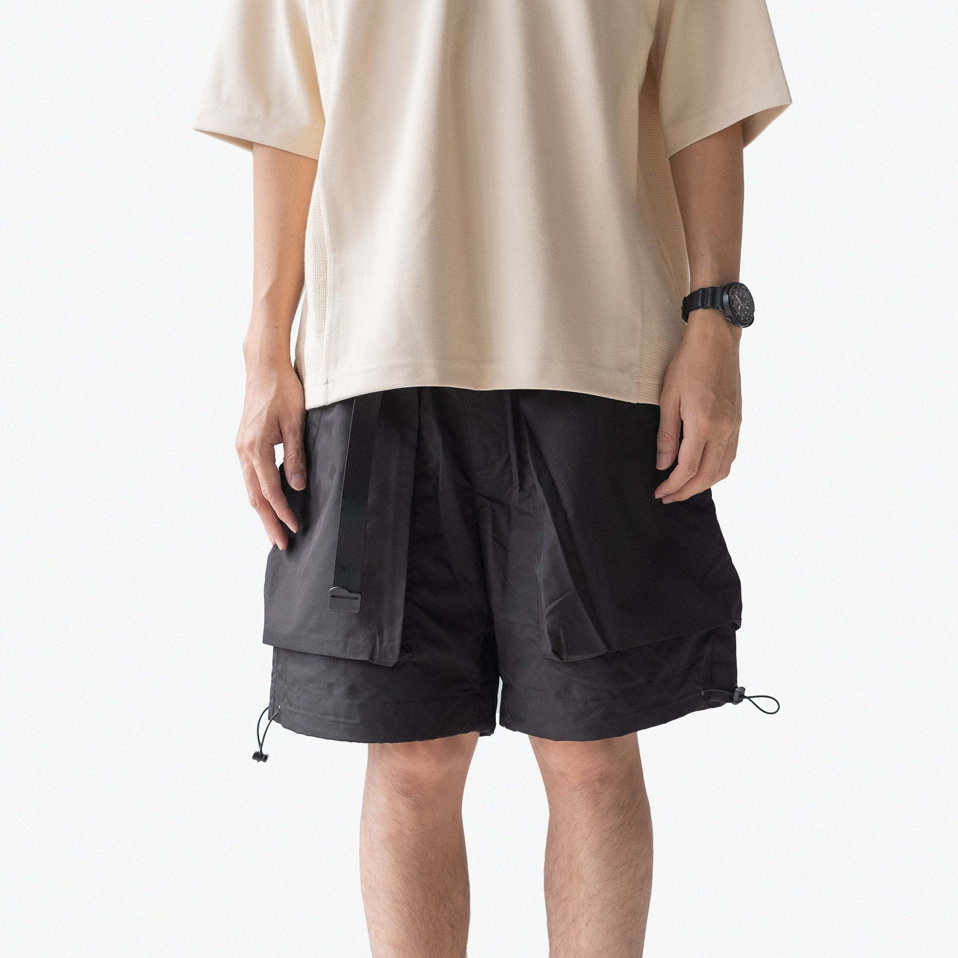 Shorts 2-tone / Poly - Black - BEV C multi label store